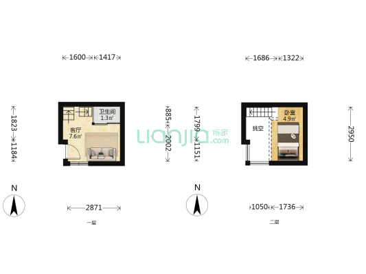 地安门外大街 1室1厅1卫 14平方