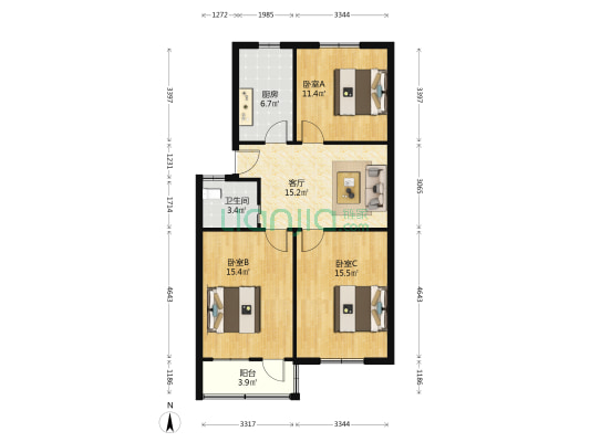 锡州东路1-1号 3室1厅1卫 88平方