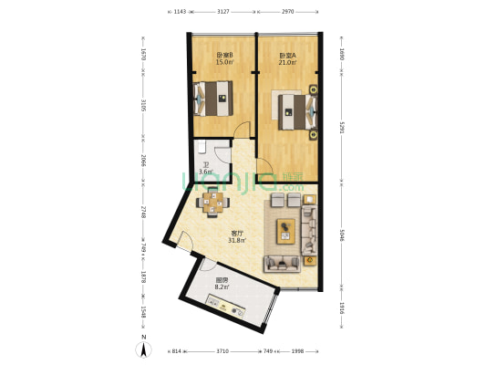 静宝家园 2室1厅1卫 100平方