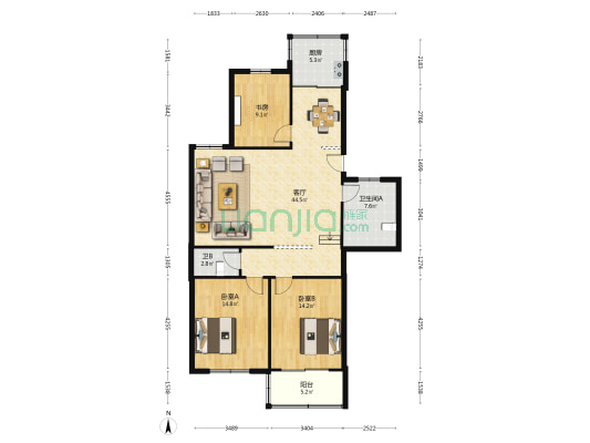 东泰聚福园 3室1厅2卫 123平方