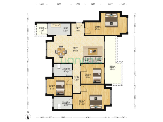 雲鼎城玺云 4室1厅2卫 119平方
