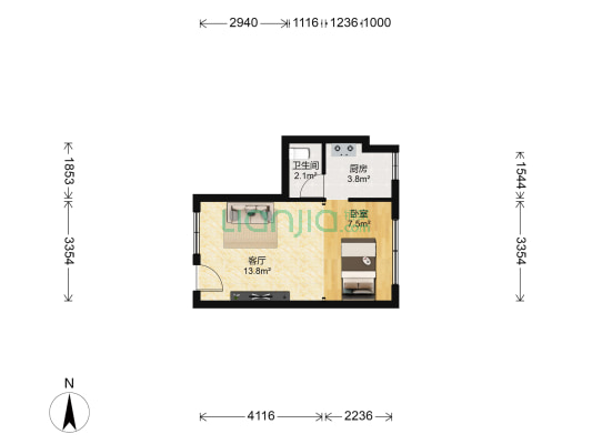 穗安楼 1室1厅1卫 40平方