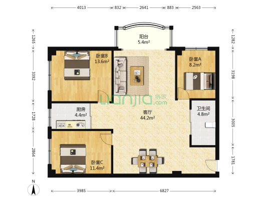 南九中路3 3室1厅1卫 109平方