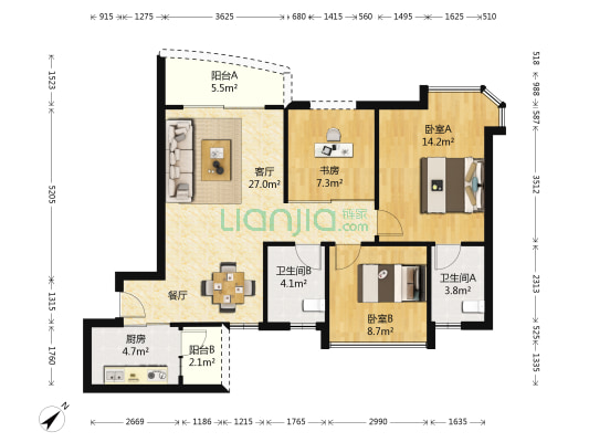 碧桂园天玺湾 3室1厅2卫 98平方