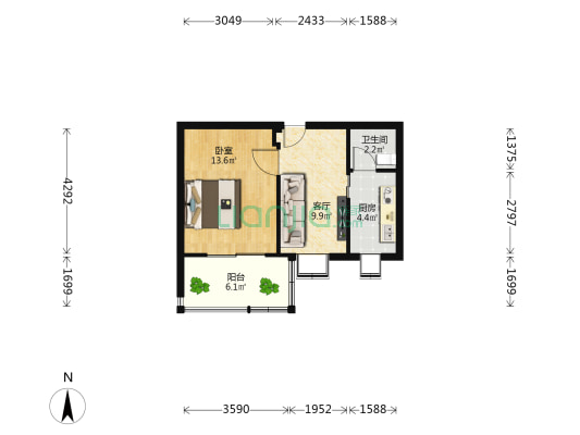 海天路 1室1厅1卫 40平方
