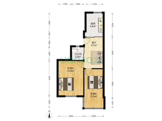 大庆新村 2室1厅1卫 56平方