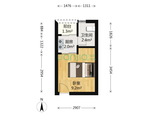 深城公寓 1室0厅1卫 24平方