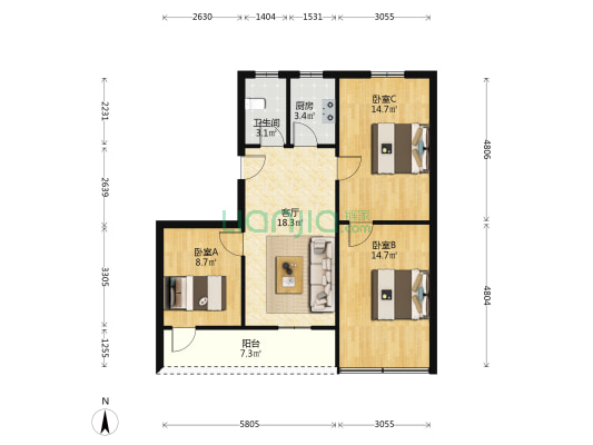 西大街29号 3室1厅1卫 44平方
