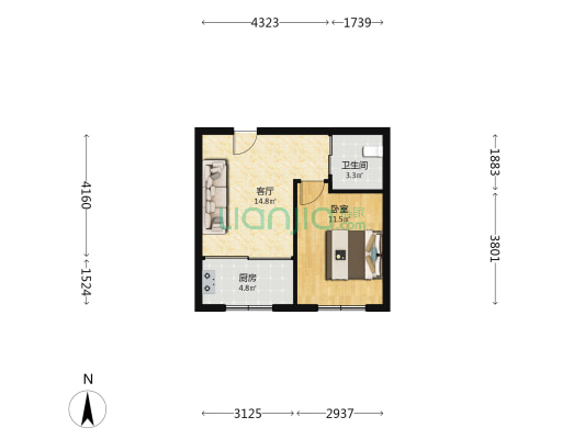 金宇园 1室1厅1卫 48平方