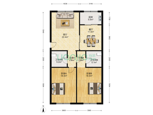 梧振东路152号 2室2厅2卫 110平方