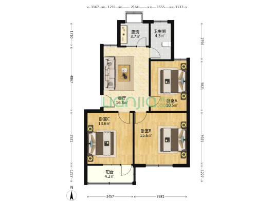 49号小家园 3室1厅1卫 84平方