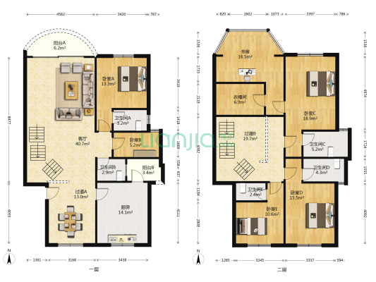 风光花园 6室1厅5卫 248平方