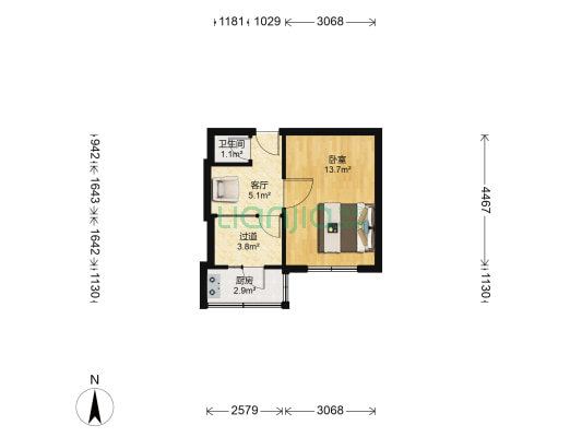 怒江社区 1室1厅1卫 36平方