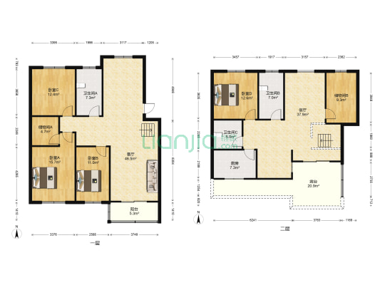 梅巷小区 4室2厅3卫 175平方