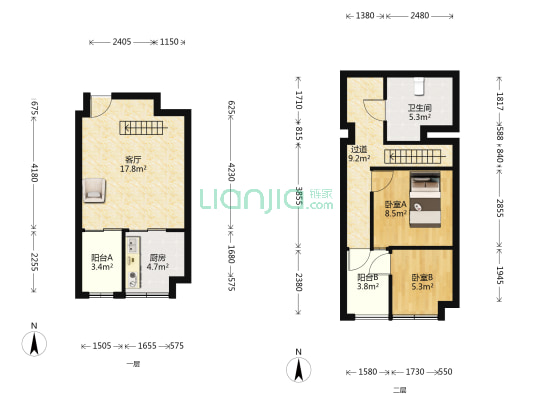 绿地世纪城七期 2室1厅1卫 89平方