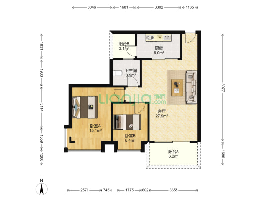 锦绣沙溪 2室1厅1卫 83平方