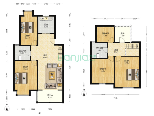 固城湖佳苑 3室1厅2卫 89平方