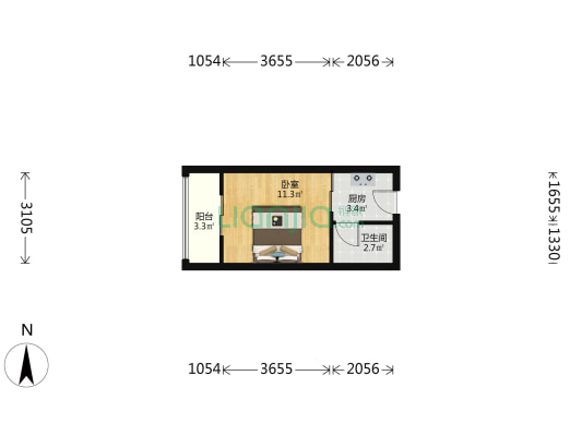 海燕鑫聚 1室0厅1卫 30平方