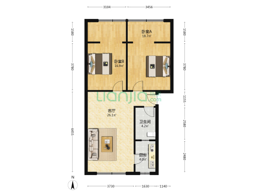 宜居苑 2室1厅1卫 83平方