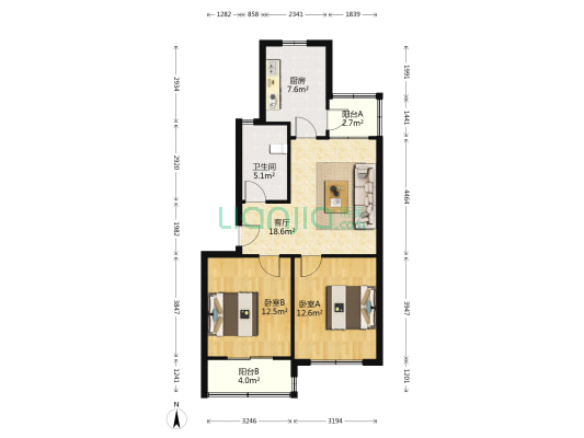 供销社北区 2室1厅1卫 76平方