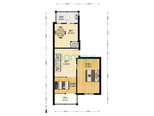 人事厅宿舍 2室2厅1卫 63平方