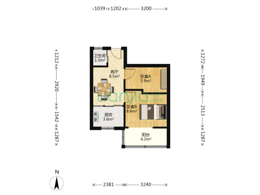 美菱大道536号 2室1厅1卫 38平方