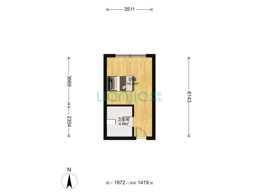 万新大厦 1室0厅1卫 35平方