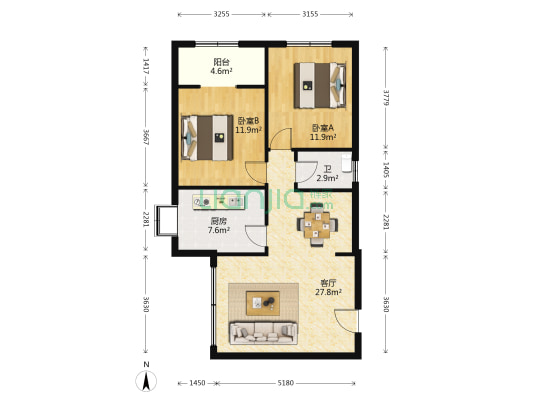 中南科贸家属院 2室1厅1卫 82平方