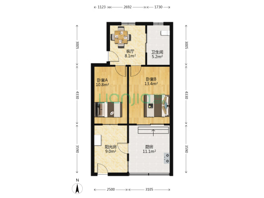 南钢二村 2室1厅1卫 49平方