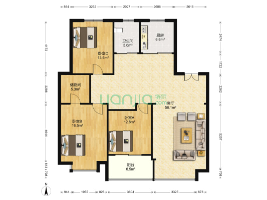 金都华庭 3室1厅1卫 146平方
