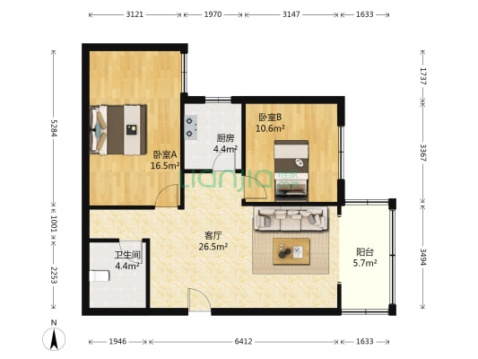 交桂二巷23号 2室1厅1卫 84平方