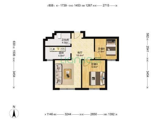 外滩九号 2室1厅1卫 68平方