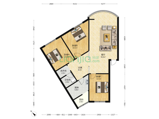 阳光·锦园 3室1厅2卫 117平方