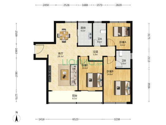 绿城桂语听澜 3室1厅2卫 125平方