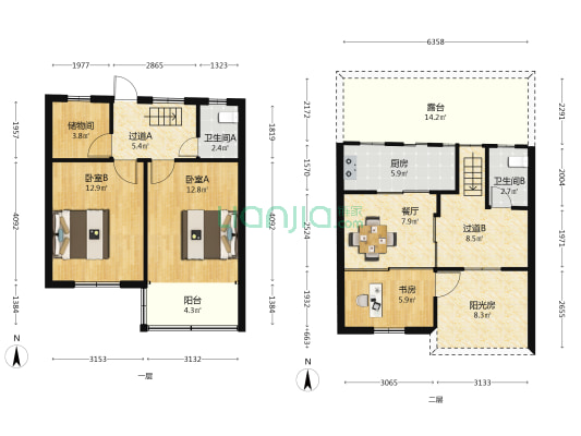 春波弄教工宿舍楼 3室1厅2卫 51平方