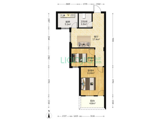 依山苑 2室1厅1卫 62平方