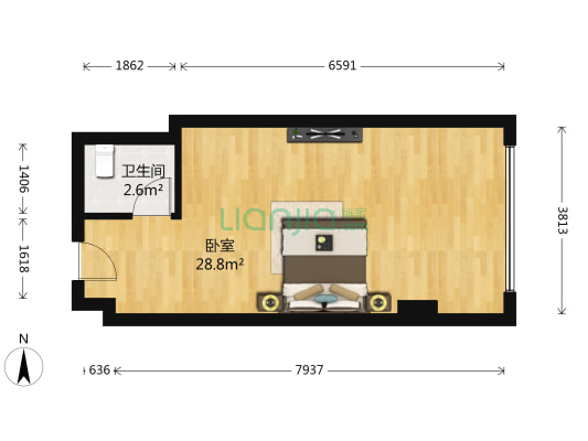圣迈德广场 1室0厅1卫 51平方