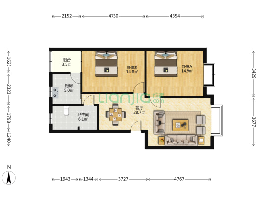 南泉丽苑 2室1厅1卫 92平方