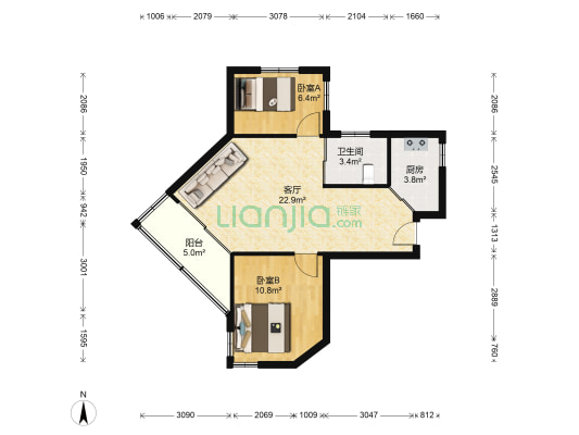 下吕浦六区闻莺组团 2室1厅1卫 63平方