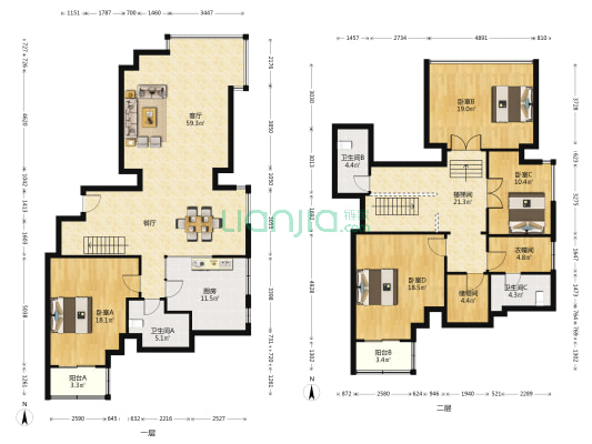 迎龙大厦(公寓) 4室1厅3卫 253平方