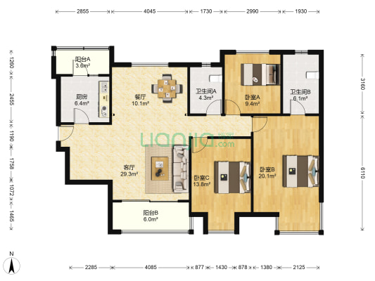 凯德嘉博名邸 3室2厅2卫 142平方