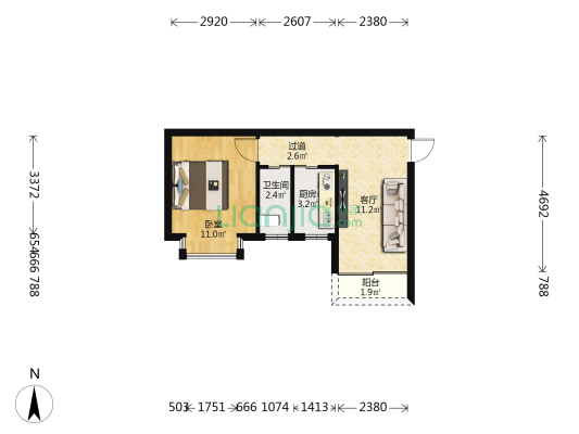 卓雅苑 1室1厅1卫 38平方