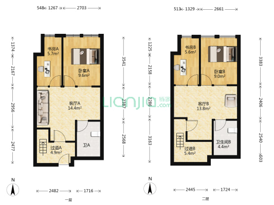 山水时代 4室2厅2卫 72平方