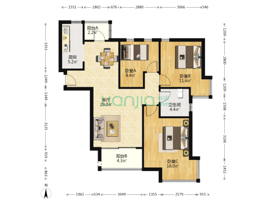 浦江世博家园九街坊 3室1厅1卫 99平方