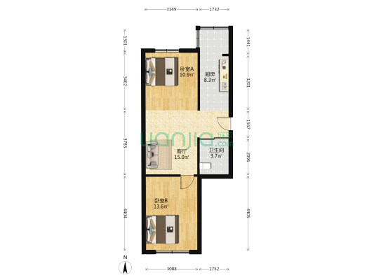 前进雅苑西区 2室1厅1卫 71平方