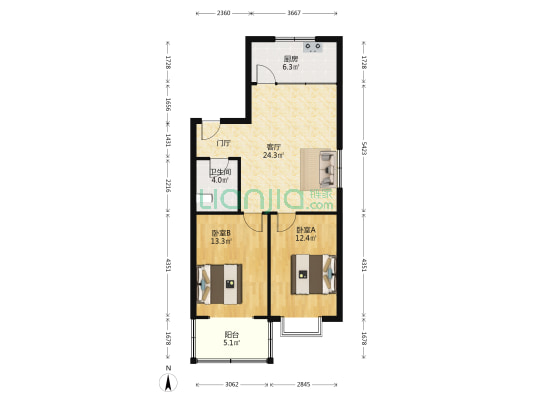 富源小区 2室1厅1卫 86平方