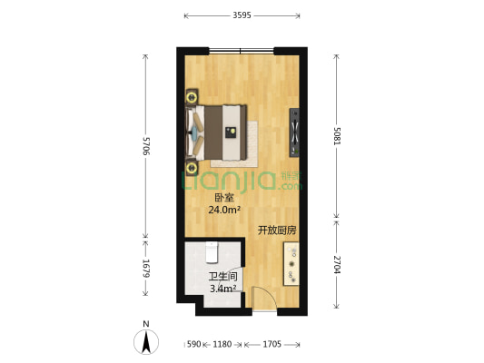 东方明珠城铂金区 1室0厅1卫 38平方