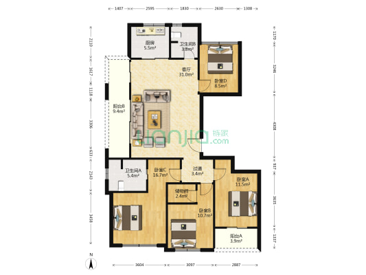 公望金钰府 4室1厅2卫 119平方