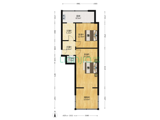 新建路194号 2室0厅1卫 61平方