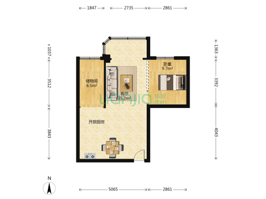 花园大厦 1室1厅0卫 65平方